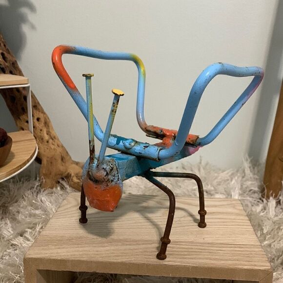 Handmade With Repurposed Materials Small Folk Art Butterfly Garden Sculpture - Picture 1 of 17